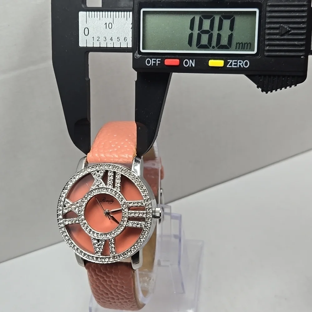 Womens Romilly Silver Tone Pink Crystals Rhinestones Watch New Battery 14015